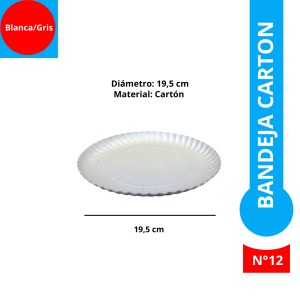 BANDEJA CARTON BLANCA/GRIS RED N°12 x 100u
